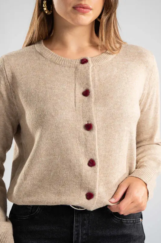 Cardigan Velvet Hearts Button 