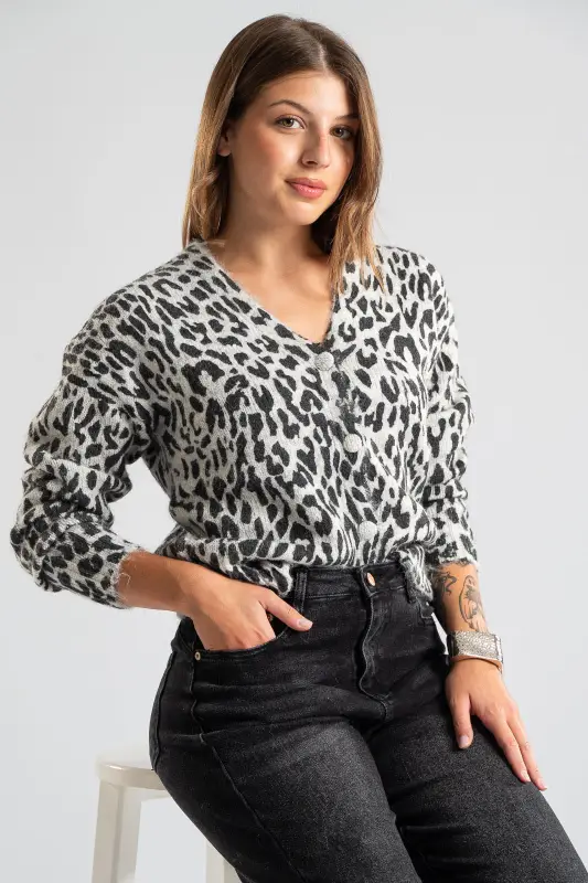 Ζακέτα Μακριά Μανίκια Leopar