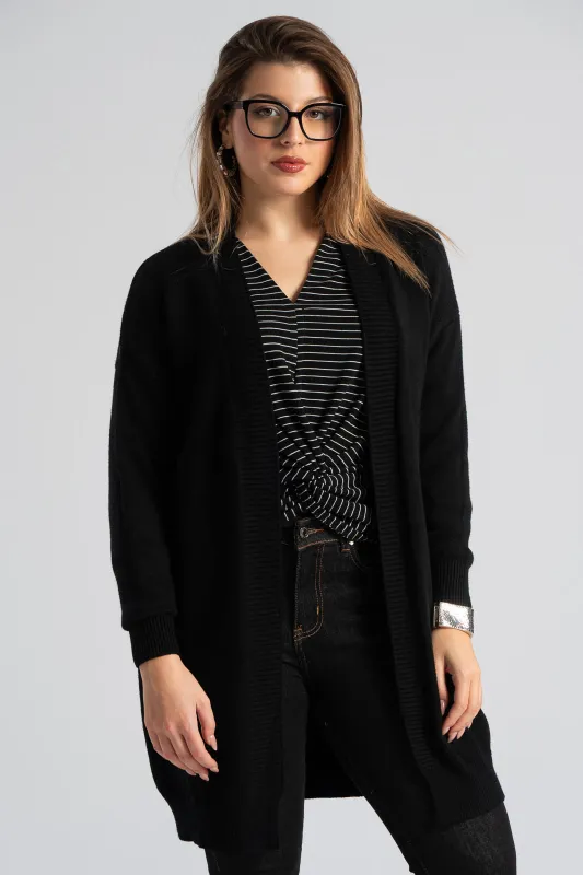 Ζακέτα Μακριά Μανίκια Rib