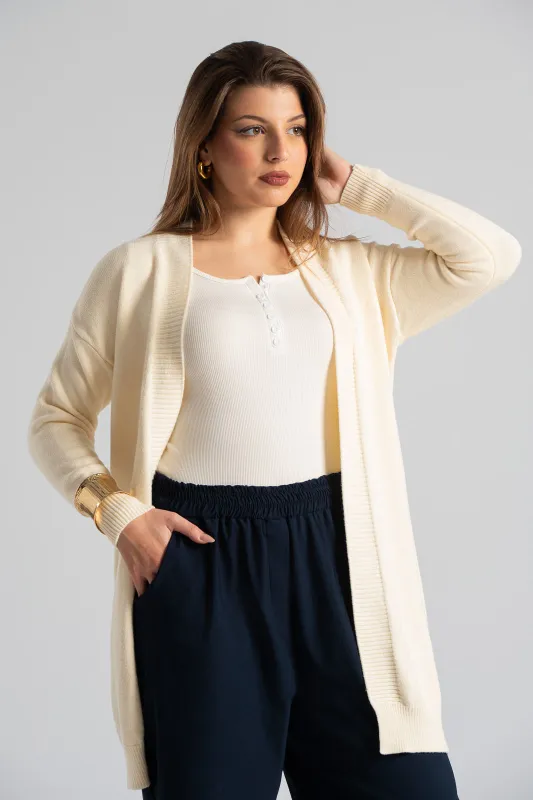 Ζακέτα Μακριά Μανίκια Rib