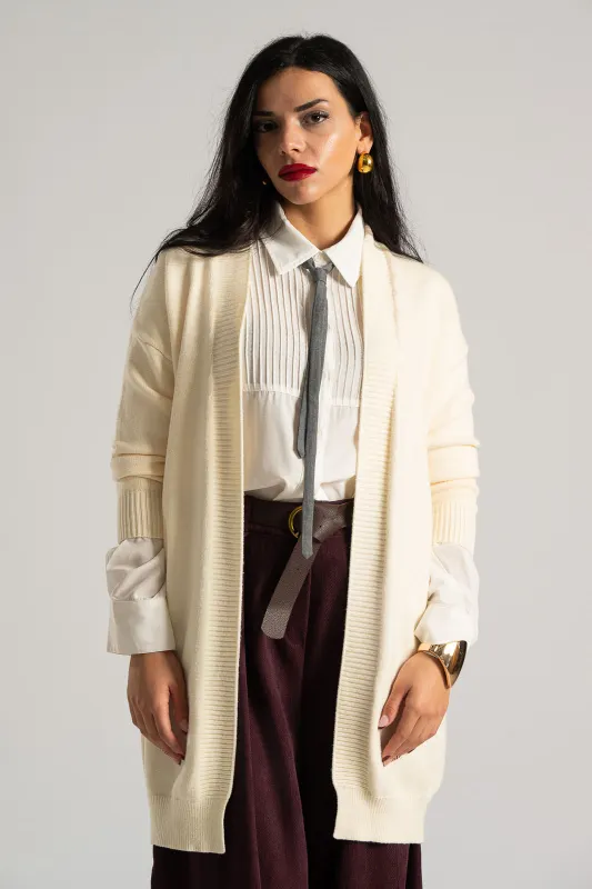 Ζακέτα Μακριά Μανίκια Rib