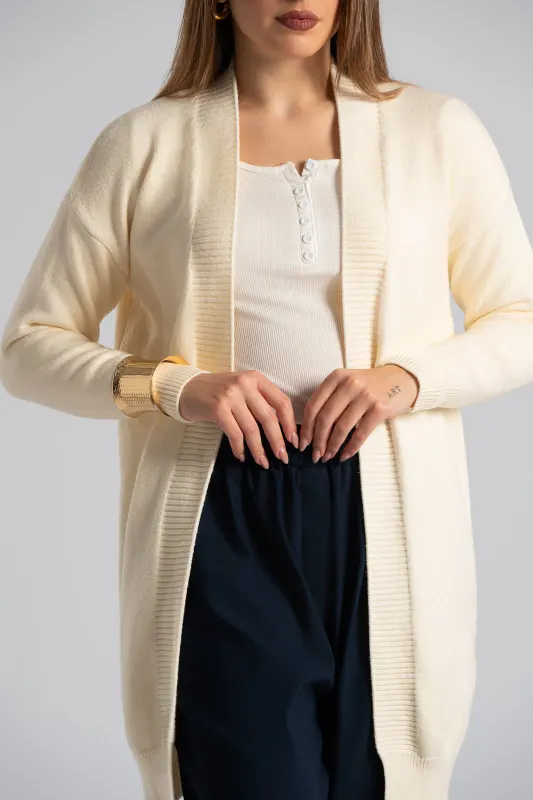 Ζακέτα Μακριά Μανίκια Rib