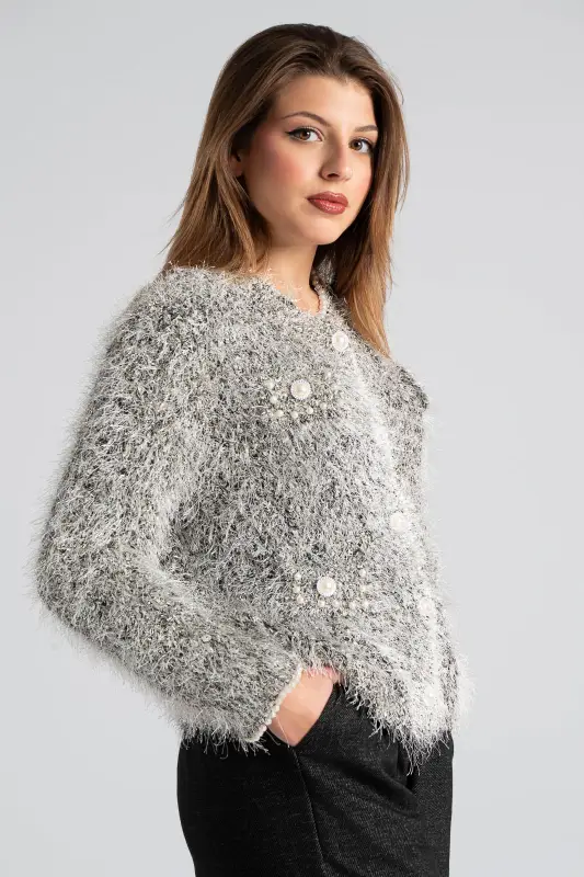 Metallic Pearl Cardigan 