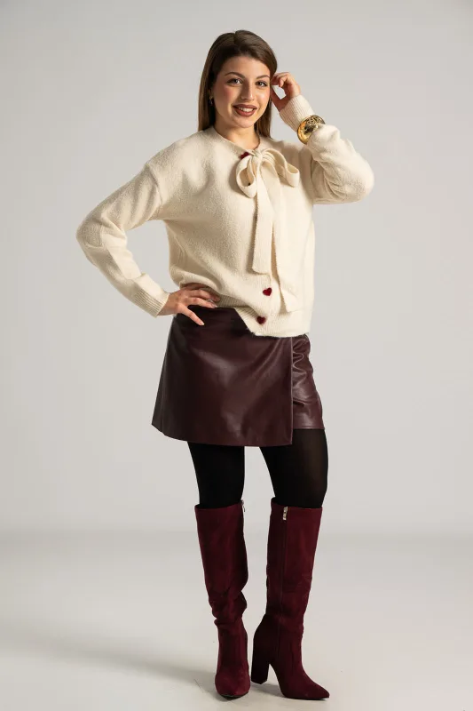 Cardigan Single-color Heart Buttons