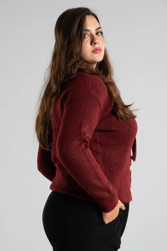 Cardigan Single-color Heart Buttons
