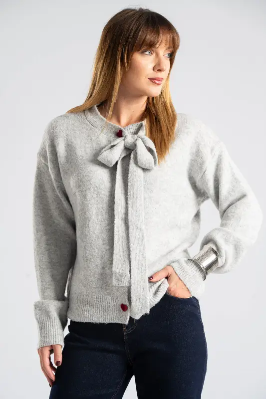 Cardigan Single-color Heart Buttons