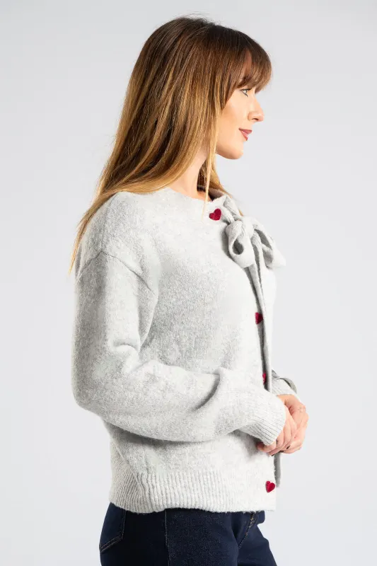 Cardigan Single-color Heart Buttons