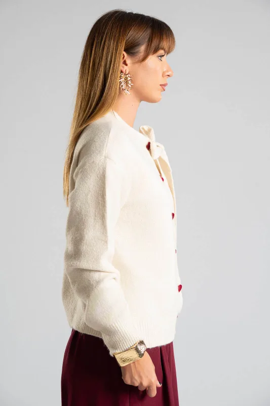 Cardigan Single-color Heart Buttons