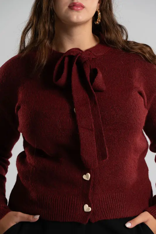 Cardigan Single-color Heart Buttons