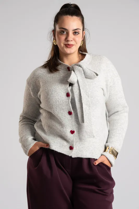 Cardigan Single-color Heart Buttons