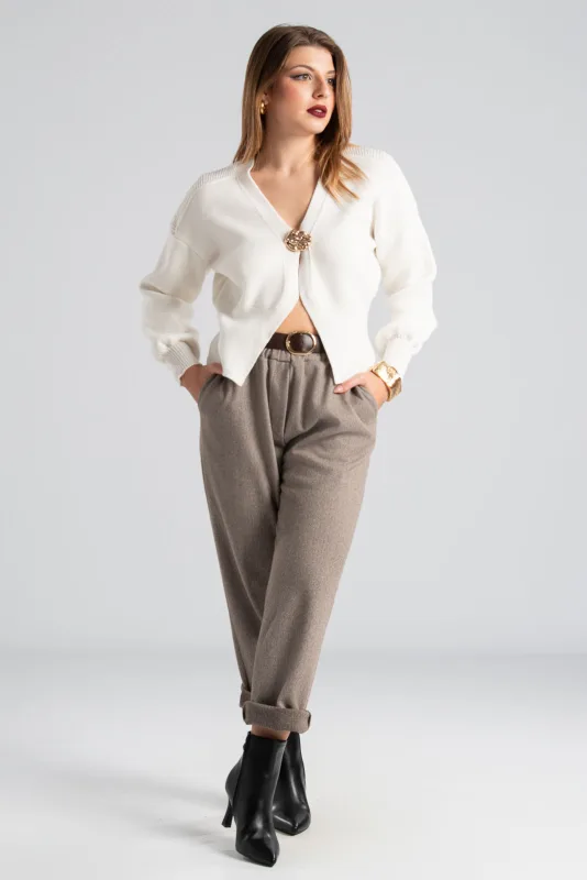 Ζακέτα Νημάτινη Crop Καρφίτσα