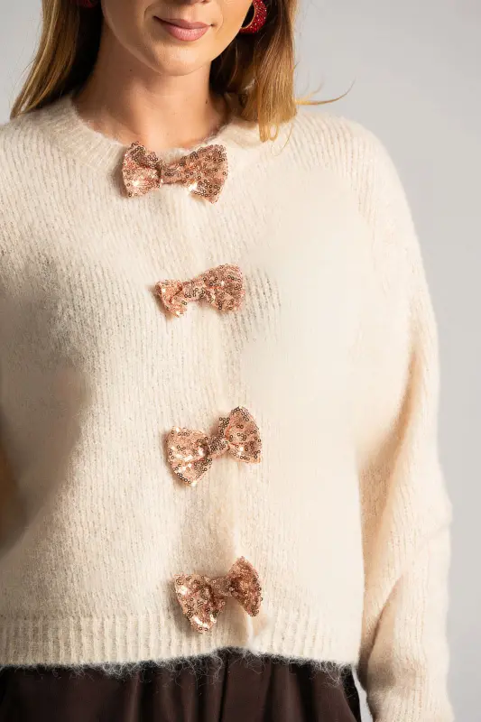 Knitted Cardigan Bow