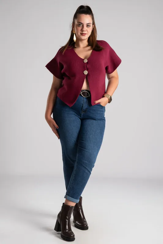 Knitted Cardigan Short Sleeves