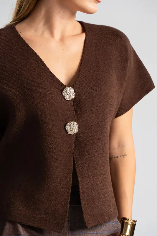 Knitted Cardigan Short Sleeves