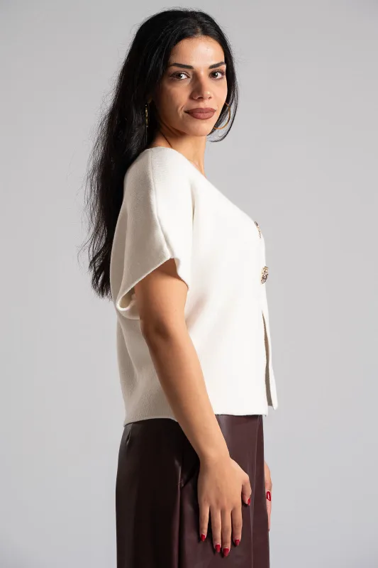Knitted Cardigan Short Sleeves