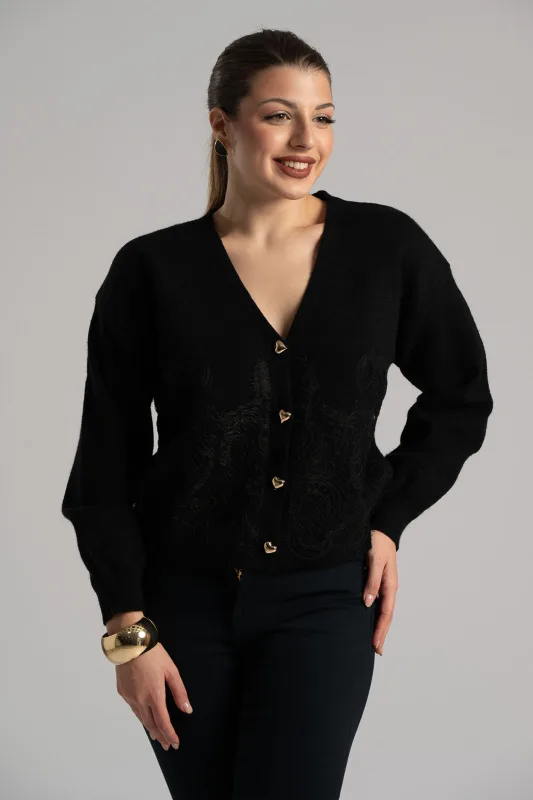 Ζακέτα Νημάτινη Λεπτομέρεια Δαντέλα