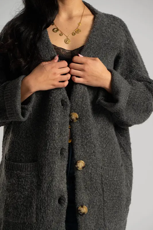 Ζακέτα Νημάτινη Rib Τελείωμα