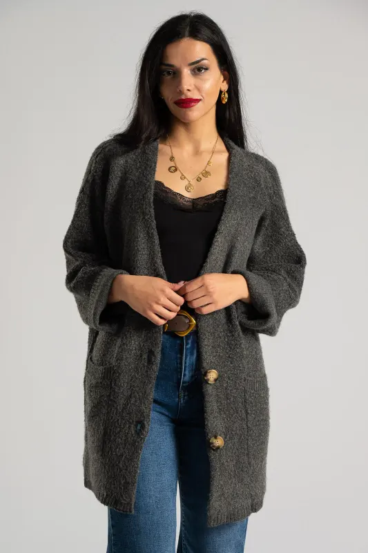 Cardigan Knitted Rib Trim