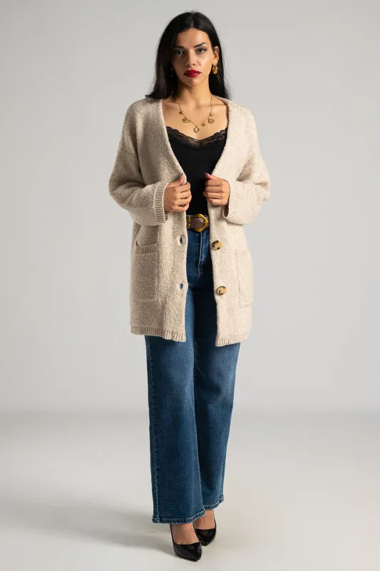 Ζακέτα Νημάτινη Rib Τελείωμα