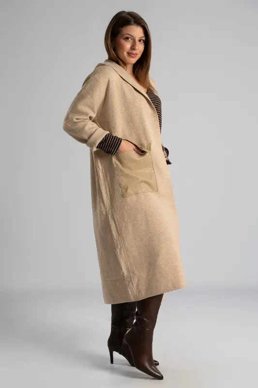 Jacket Knitted Pockets Leatherette