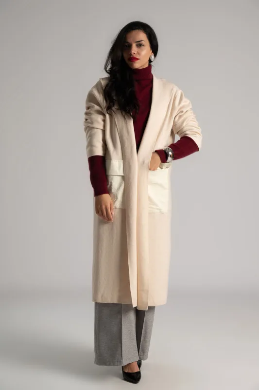 Ζακέτα Νημάτινη Τσέπες Δερματίνη