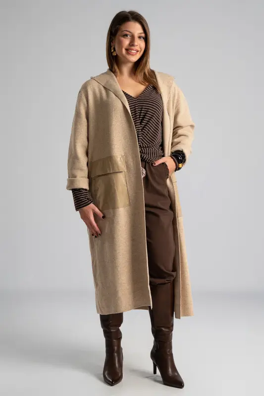 Jacket Knitted Pockets Leatherette