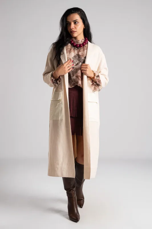 Jacket Knitted Pockets Leatherette