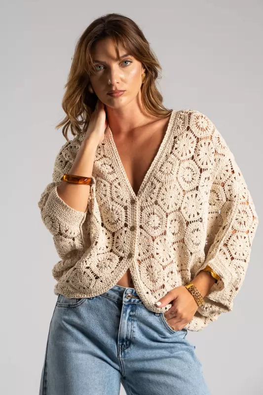 Cardigan Batwing Crochet
