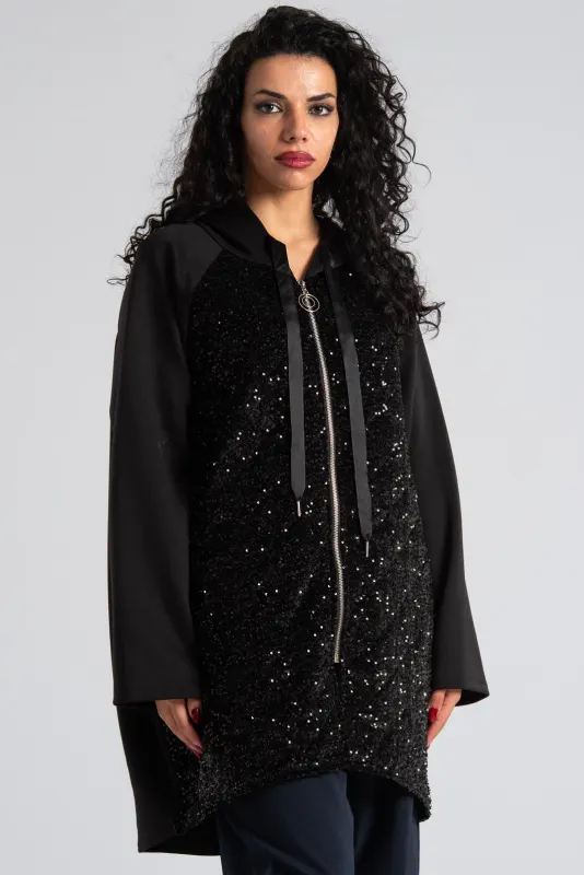 Ζακέτα Παγιέτα Κουκούλα