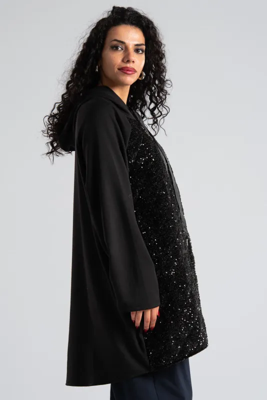 Ζακέτα Παγιέτα Κουκούλα