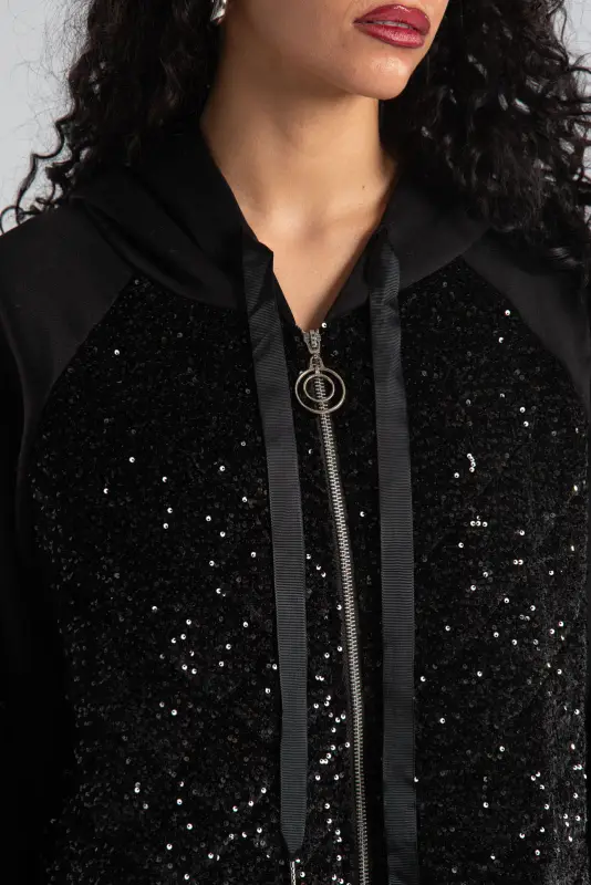 Ζακέτα Παγιέτα Κουκούλα