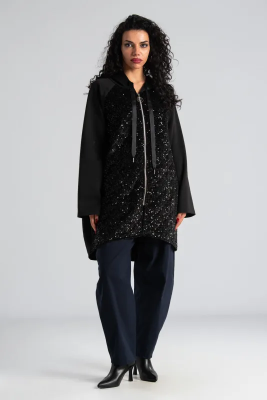 Ζακέτα Παγιέτα Κουκούλα