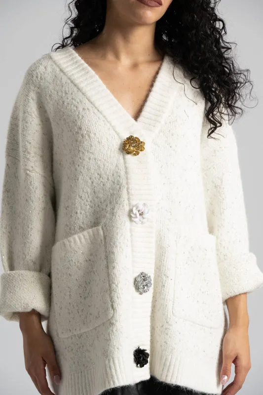 Ζακέτα Παγιέτα Λουλούδια Διακοσμητικά