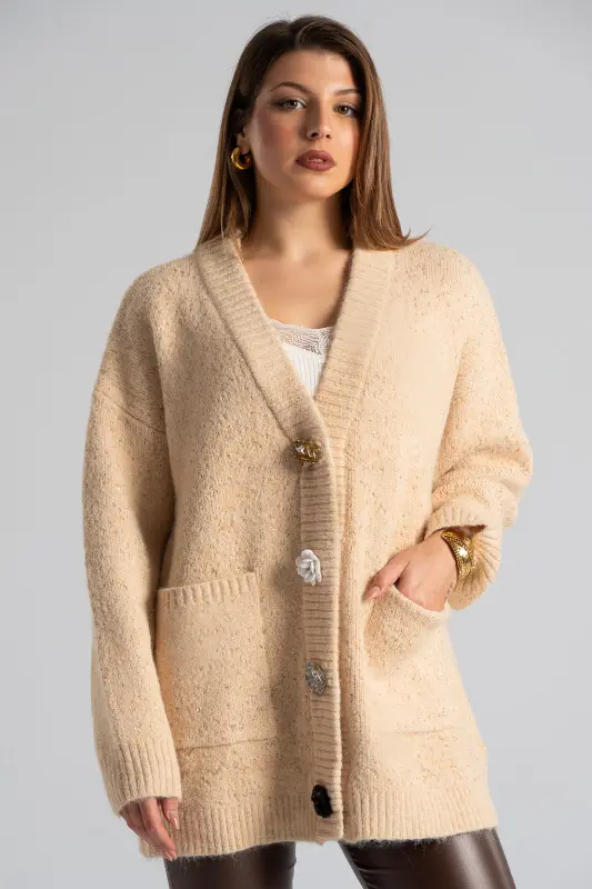 Cardigan Sequin Decorative Flowers 