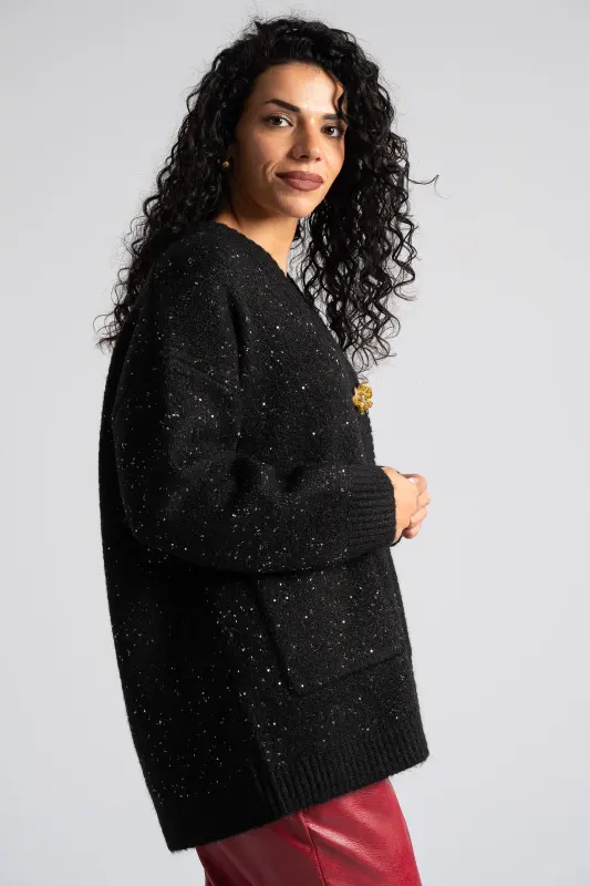 Ζακέτα Παγιέτα Λουλούδια Διακοσμητικά