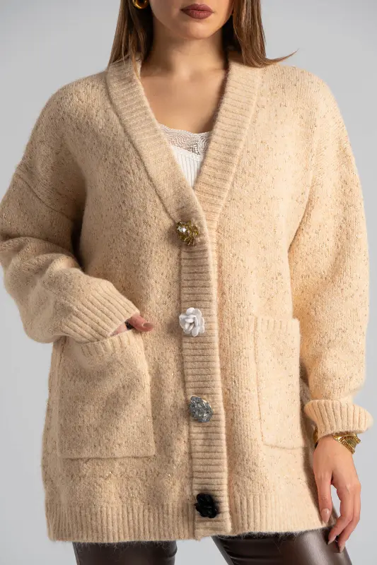 Cardigan Sequin Decorative Flowers 