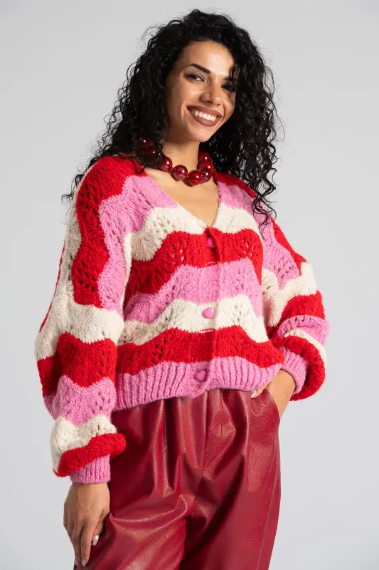 Ζακέτα Πλεκτή Καρδούλες Κουμπιά