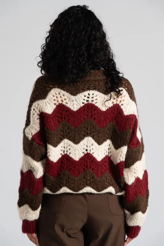 Knitted Cardigan Hearts Buttons 