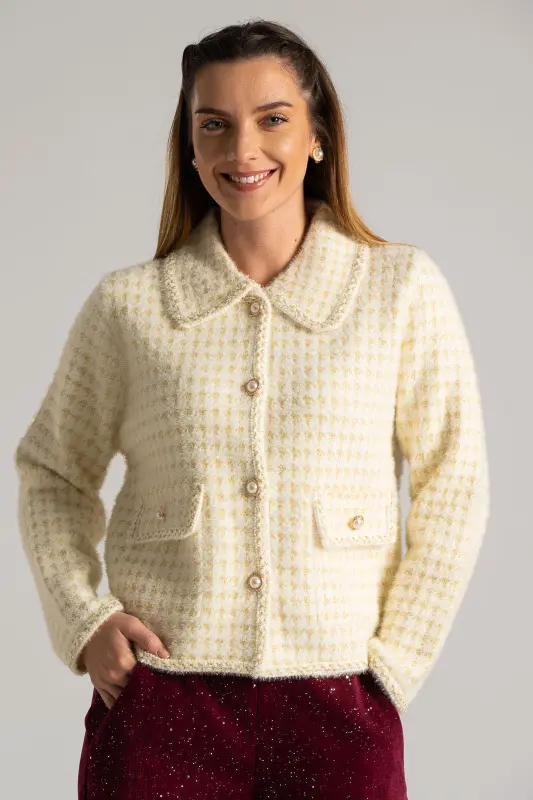 Ζακέτα Πλεκτή Κουμπιά Πέρλες