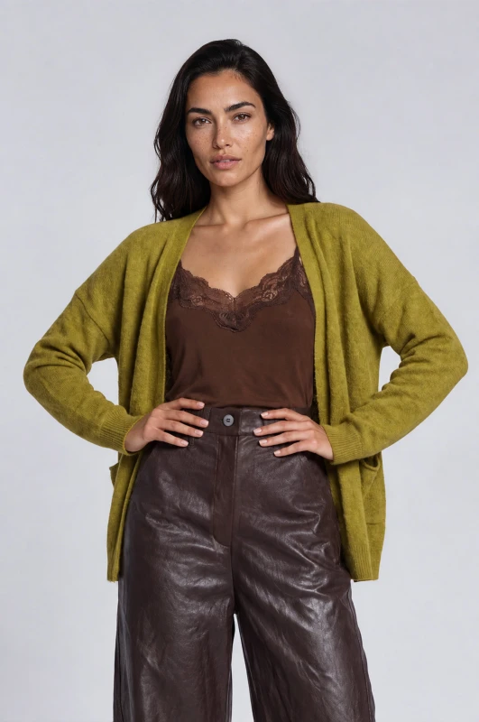 Cardigan Knitted Solid-Color with Pockets