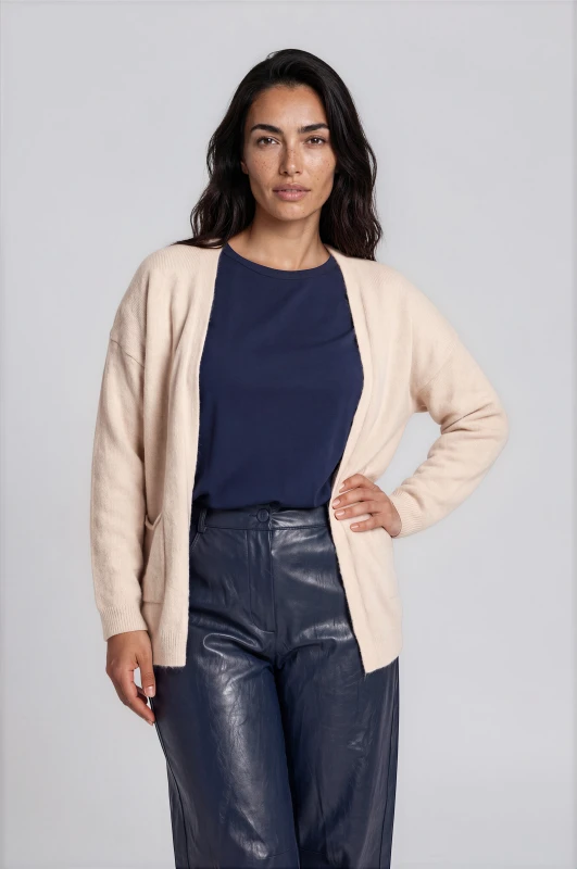 Cardigan Knitted Solid-Color with Pockets