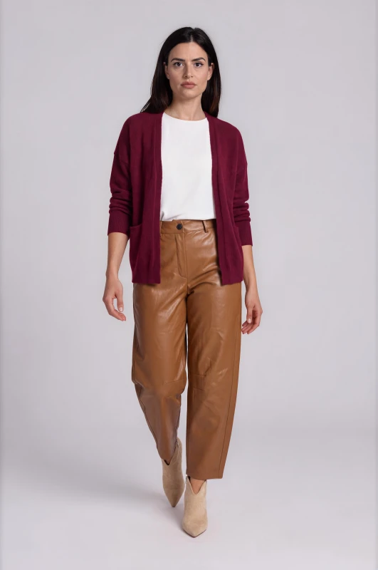Cardigan Knitted Solid-Color with Pockets