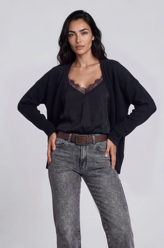 Cardigan Knitted Solid-Color with Pockets