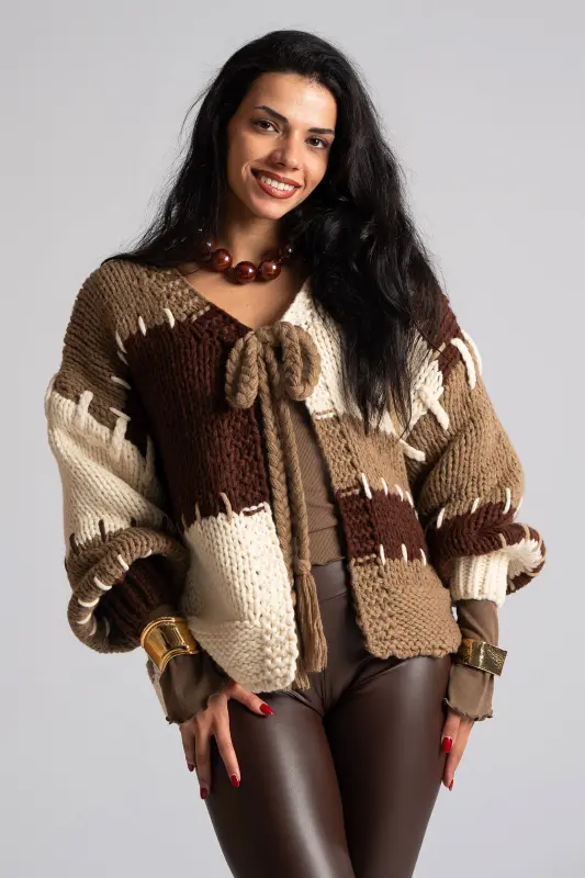 Cardigan Knitted Striped Βinding