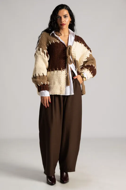 Ζακέτα Πλεκτή Ριγέ Δέσιμο