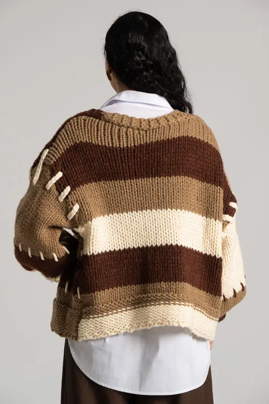 Ζακέτα Πλεκτή Ριγέ Δέσιμο