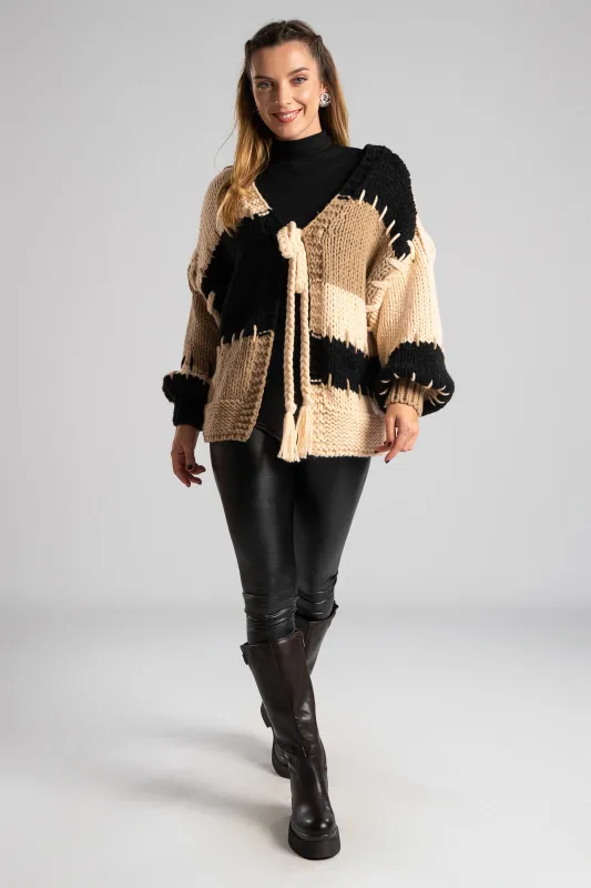 Cardigan Knitted Striped Βinding