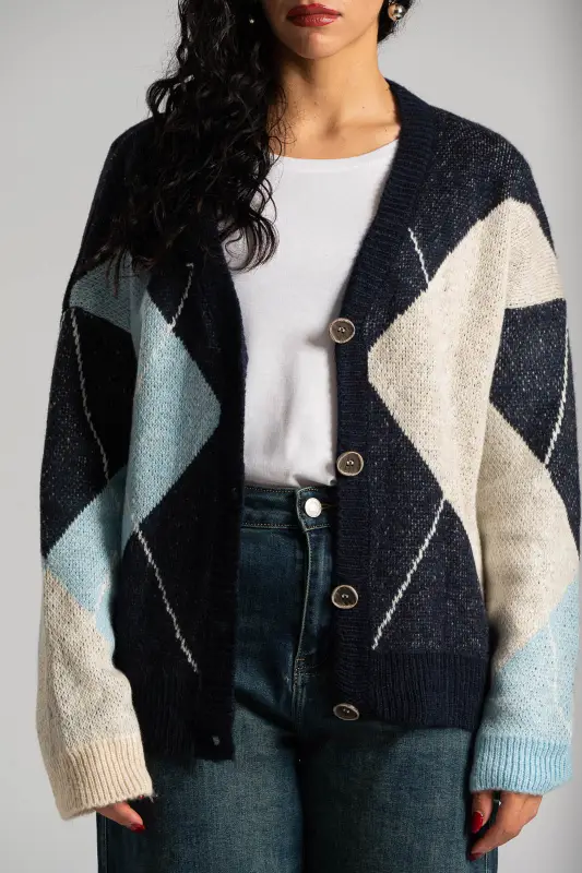 Cardigan V-Neck Rhombus