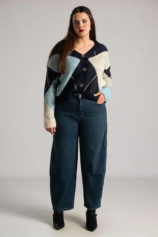 Cardigan V-Neck Rhombus