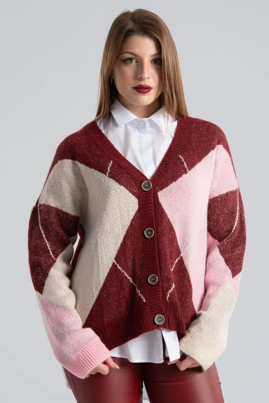 Cardigan V-Neck Rhombus